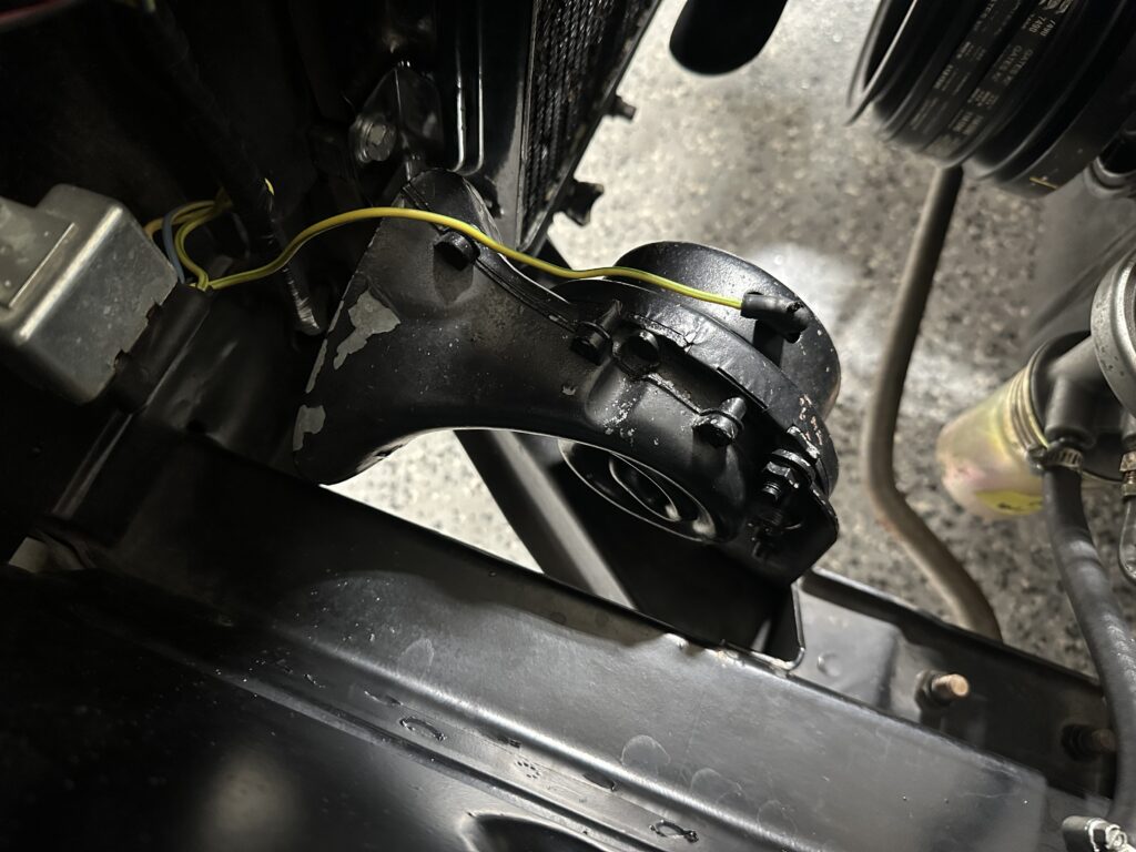 1965 Ford Mustang horn mounted to frame