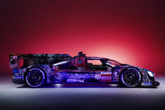 BMW Art Car 20 Le Mans Race Car side profile studio