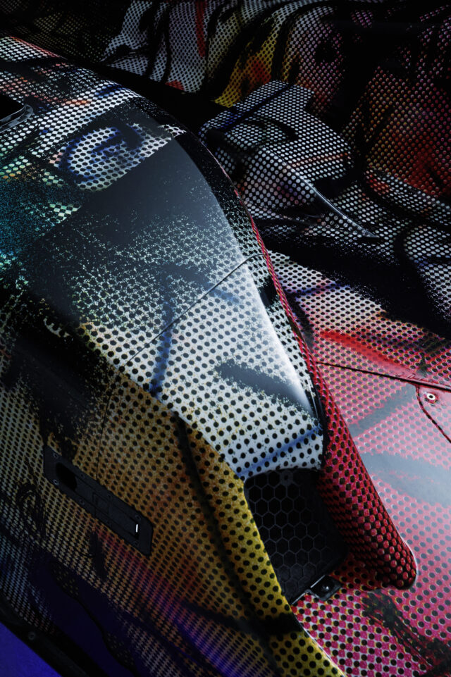 BMW Art Car 20 Le Mans Race Car graphics vertical detail