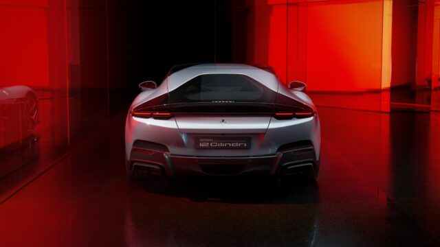 Ferrari V12 Cylindri silver rear
