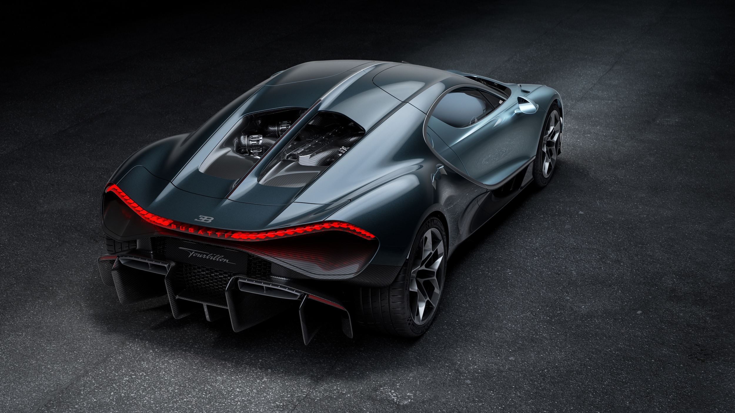 Bugatti Tourbillion high angle rear three quarter