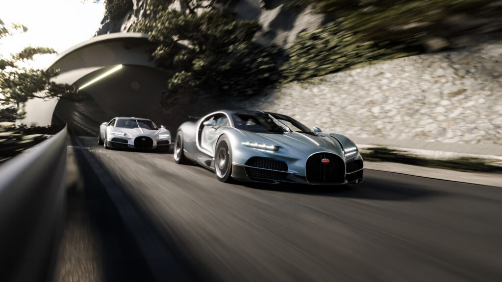 Bugatti Tourbillion cars fronts three quarter action