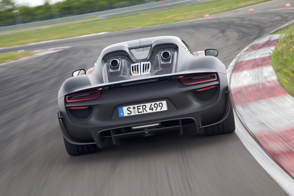 Porsche 918 Spyder prototype on track exhaust