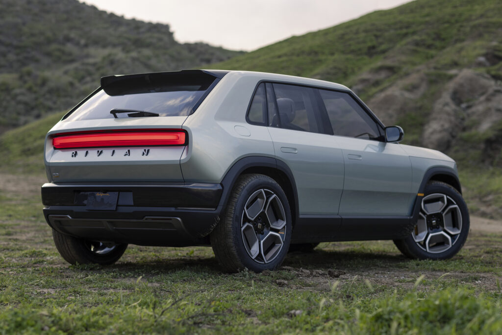 Rivian R3 rear three quarter