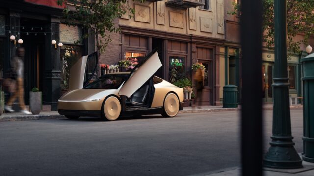 Tesla Cybercab Robotaxi front three quarter