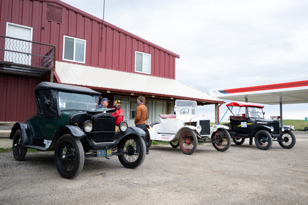 Model Ts at Montana 500 fuel stop