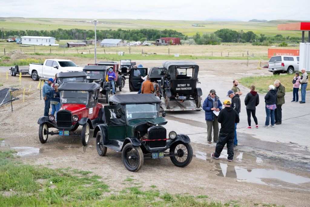 Model Ts parked on Montana 500