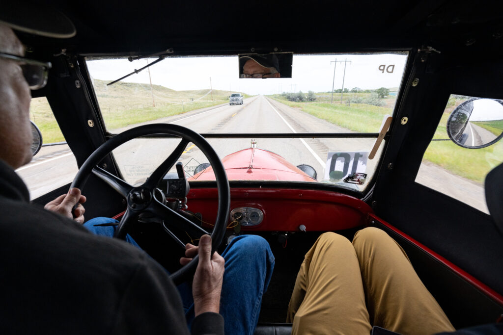 Driving model T interior