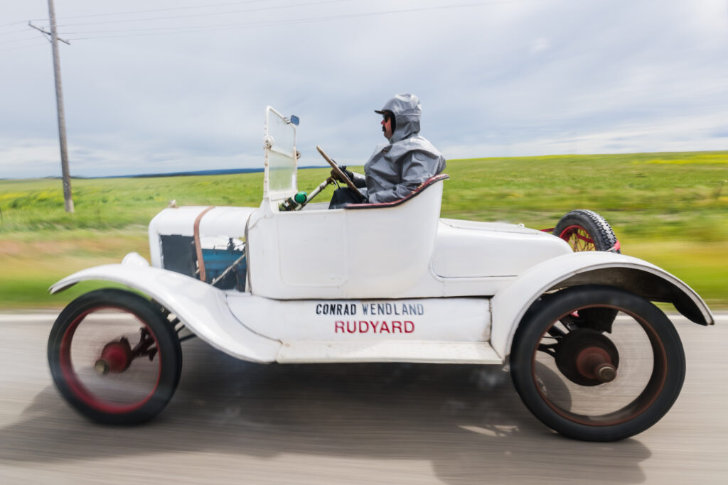 Conrad Wendland driving model T side