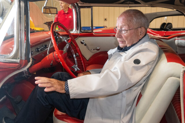 Wilcox 55 Chevrolet grandpa behind wheel