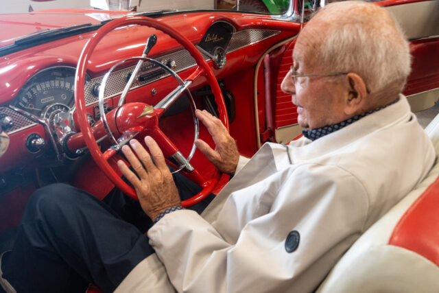 Wilcox 55 Chevrolet grandpa behind wheel