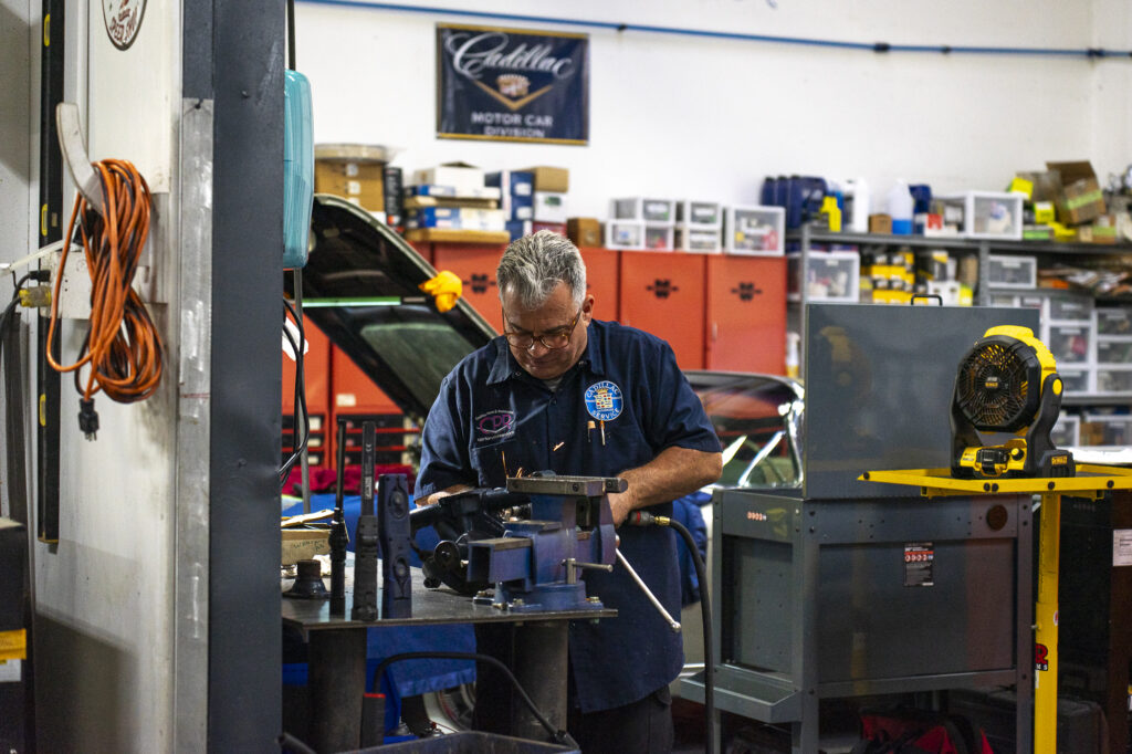 Cadillac parts restoration vice grind work