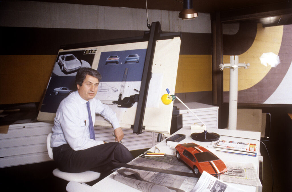 Italian designer Giorgetto Giugiaro design board