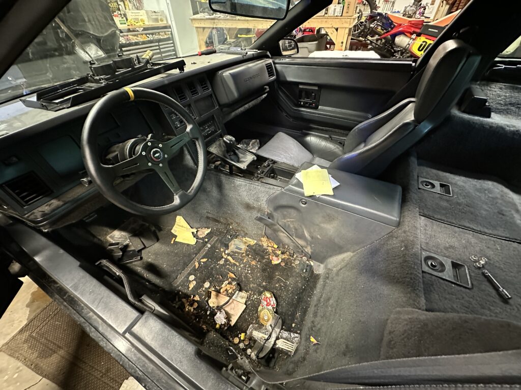 Corvette seat removed trash