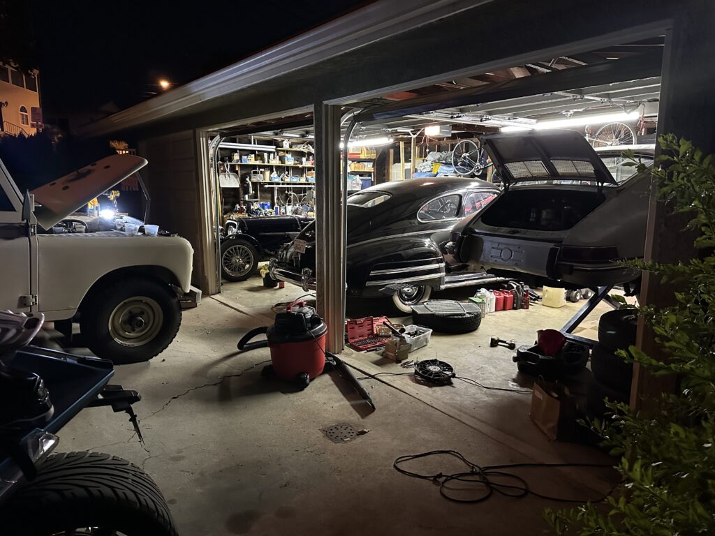 Aaron garage open at night