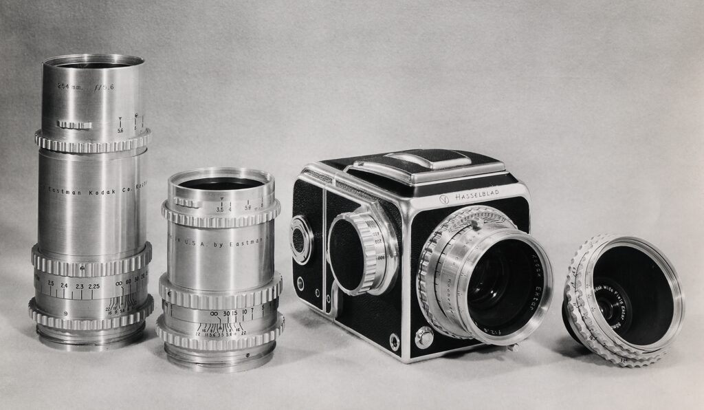 Hasselblad camera and lenses black white