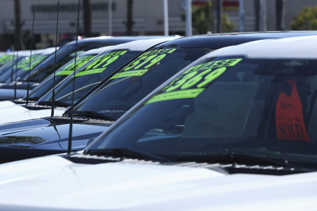 Car Sales dealership black white cars