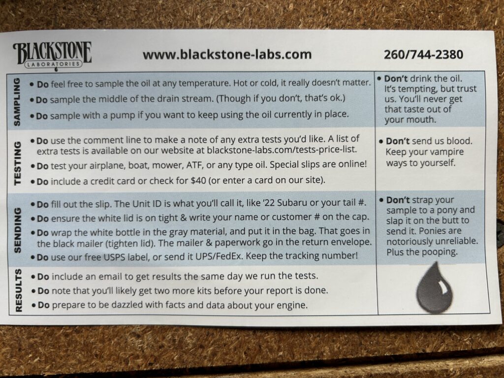 Blackstone Labs funny instructions card