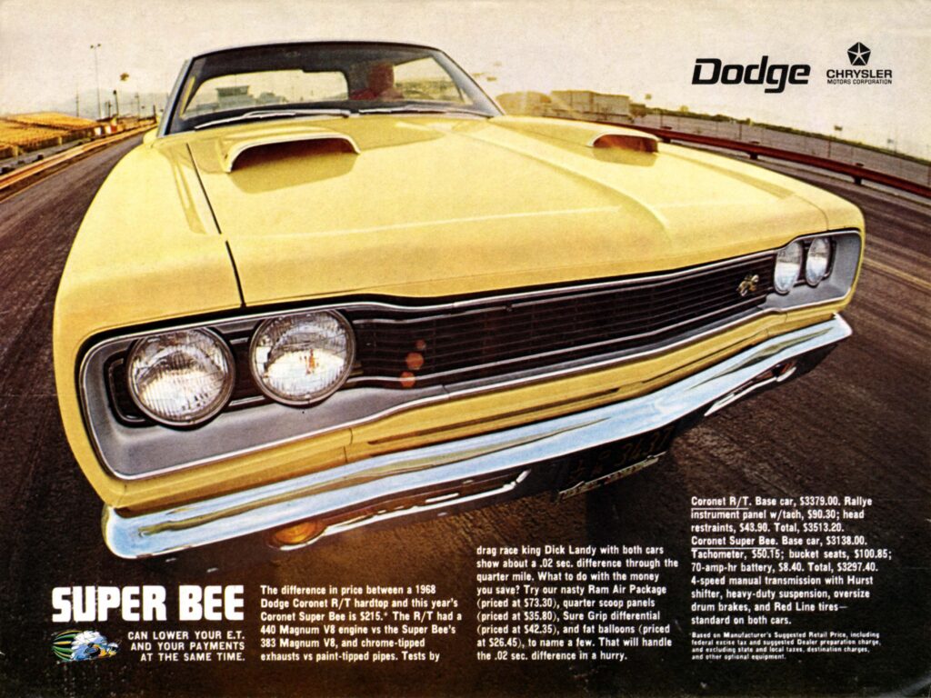 1969 Dodge Super Bee yellow front three quarter