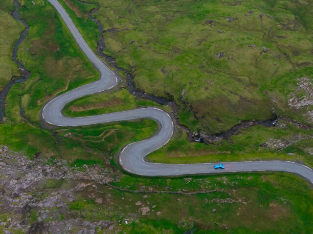 Morgan Supersport 400 Faroe Islands on windy road