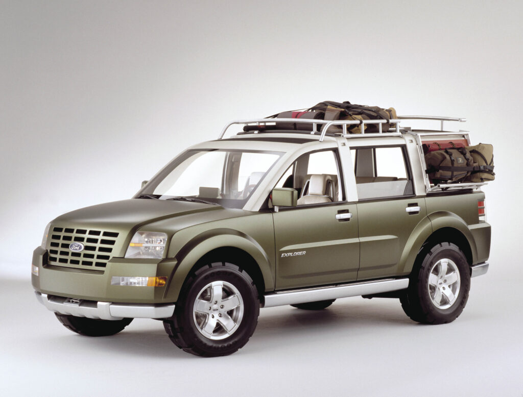 Ford Explorer Sportsman Concept roof rack pulled down loaded