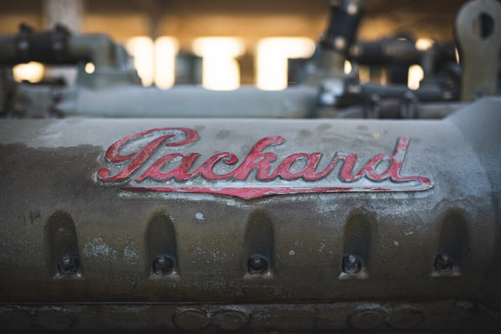 Packard engine inscription red